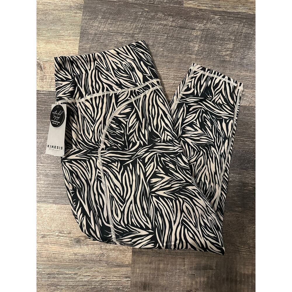 Kinesis Women's Black Cream Animal Print Active Stretch Leggings Size 2X NWT - Picture 1 of 6
